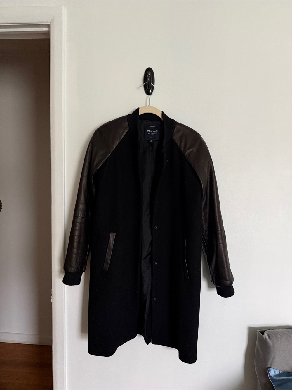Madewell wool varsity jacket leather sleeves size 2